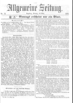 Allgemeine Zeitung Montag 14. März 1870