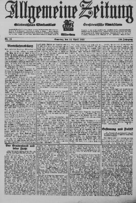 Allgemeine Zeitung Samstag 14. April 1923