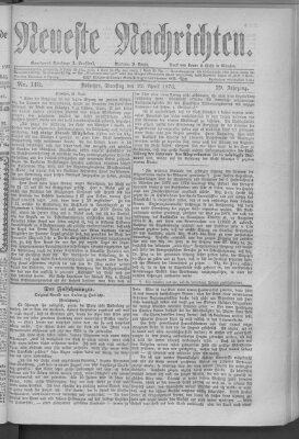 Neueste Nachrichten (Münchner neueste Nachrichten) Samstag 22. April 1876
