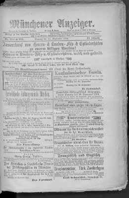 Münchener Anzeiger (Münchner neueste Nachrichten) Sonntag 10. September 1876