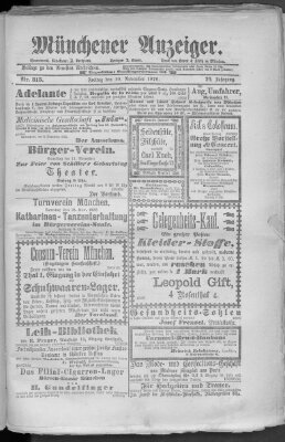 Münchener Anzeiger (Münchner neueste Nachrichten) Freitag 10. November 1876