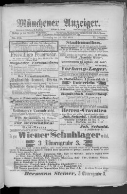 Münchener Anzeiger (Münchner neueste Nachrichten) Donnerstag 25. Mai 1876