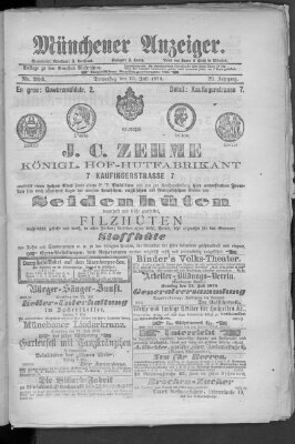 Münchener Anzeiger (Münchner neueste Nachrichten) Donnerstag 20. Juli 1876