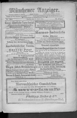 Münchener Anzeiger (Münchner neueste Nachrichten) Samstag 22. Juli 1876
