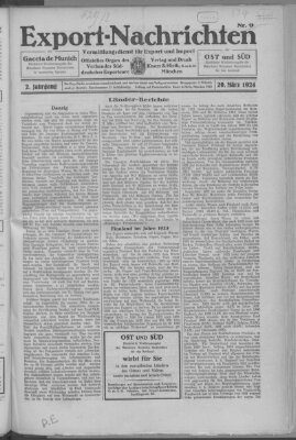 Export-Nachrichten (Münchner neueste Nachrichten) Samstag 29. März 1924