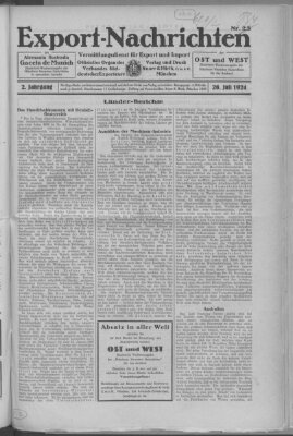 Export-Nachrichten (Münchner neueste Nachrichten) Samstag 26. Juli 1924