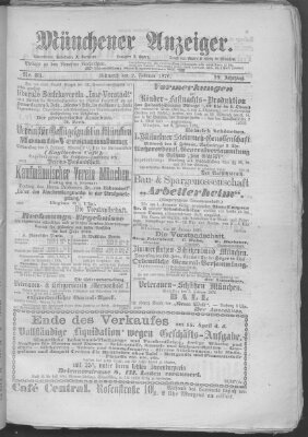 Münchener Anzeiger (Münchner neueste Nachrichten) Mittwoch 2. Februar 1876