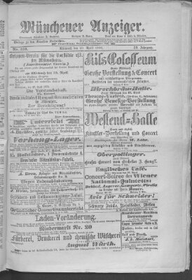 Münchener Anzeiger (Münchner neueste Nachrichten) Mittwoch 19. April 1876