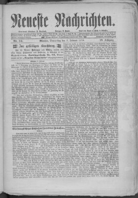 Neueste Nachrichten (Münchner neueste Nachrichten) Donnerstag 3. Februar 1876