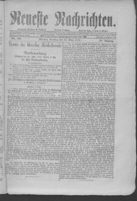 Neueste Nachrichten (Münchner neueste Nachrichten) Dienstag 28. März 1876