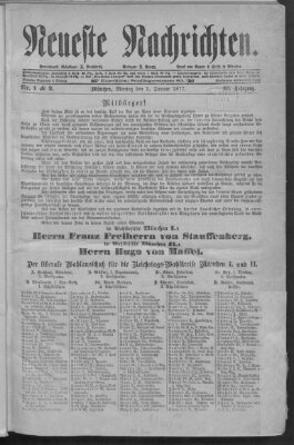 Neueste Nachrichten (Münchner neueste Nachrichten) Montag 1. Januar 1877