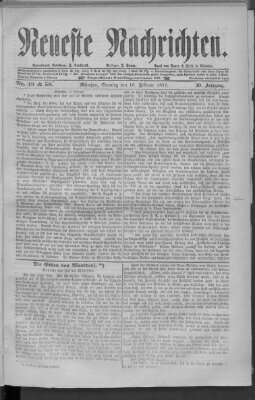 Neueste Nachrichten (Münchner neueste Nachrichten) Sonntag 18. Februar 1877