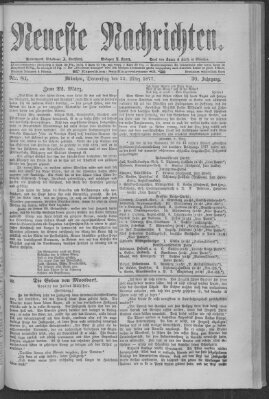 Neueste Nachrichten (Münchner neueste Nachrichten) Donnerstag 22. März 1877