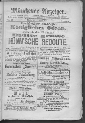 Münchener Anzeiger (Münchner neueste Nachrichten) Dienstag 23. Januar 1877