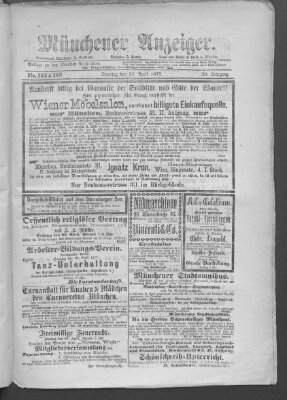 Münchener Anzeiger (Münchner neueste Nachrichten) Sonntag 22. April 1877
