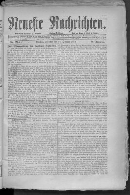Neueste Nachrichten (Münchner neueste Nachrichten) Dienstag 24. Oktober 1876