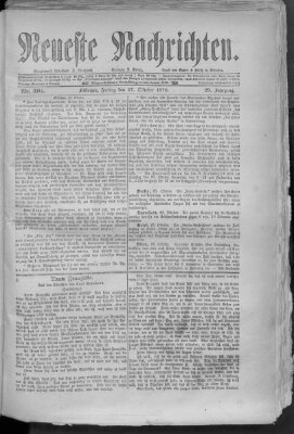 Neueste Nachrichten (Münchner neueste Nachrichten) Freitag 27. Oktober 1876