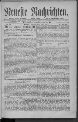 Neueste Nachrichten (Münchner neueste Nachrichten) Samstag 6. April 1878