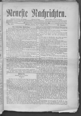 Neueste Nachrichten (Münchner neueste Nachrichten) Freitag 3. August 1877