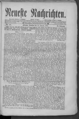 Neueste Nachrichten (Münchner neueste Nachrichten) Samstag 19. Januar 1878