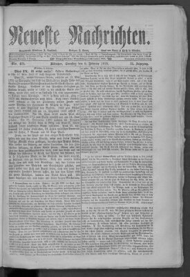 Neueste Nachrichten (Münchner neueste Nachrichten) Samstag 9. Februar 1878