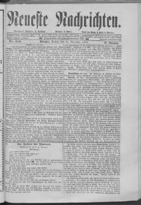 Neueste Nachrichten (Münchner neueste Nachrichten) Freitag 22. November 1878