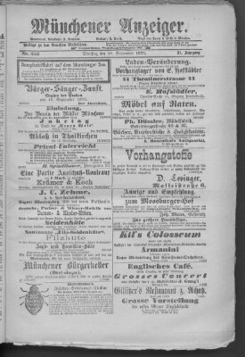 Münchener Anzeiger (Münchner neueste Nachrichten) Dienstag 10. September 1878