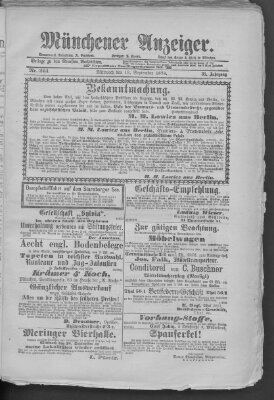 Münchener Anzeiger (Münchner neueste Nachrichten) Mittwoch 18. September 1878