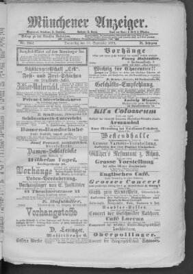 Münchener Anzeiger (Münchner neueste Nachrichten) Donnerstag 19. September 1878