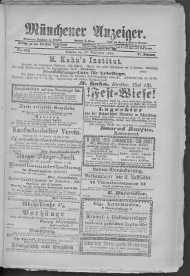 Münchener Anzeiger (Münchner neueste Nachrichten) Samstag 28. September 1878