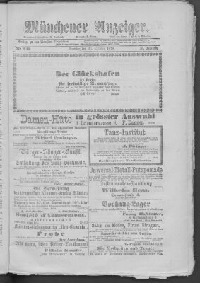 Münchener Anzeiger (Münchner neueste Nachrichten) Samstag 26. Oktober 1878