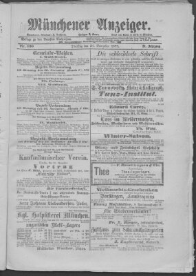 Münchener Anzeiger (Münchner neueste Nachrichten) Dienstag 26. November 1878