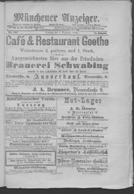 Münchener Anzeiger (Münchner neueste Nachrichten) Dienstag 3. Dezember 1878