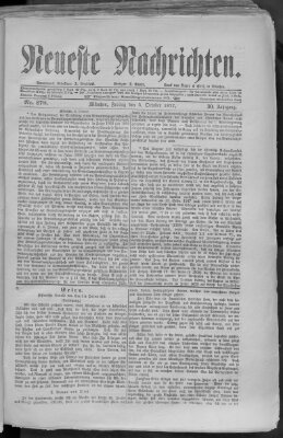 Neueste Nachrichten (Münchner neueste Nachrichten) Freitag 5. Oktober 1877