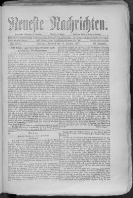 Neueste Nachrichten (Münchner neueste Nachrichten) Mittwoch 10. Oktober 1877