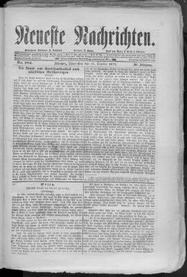 Neueste Nachrichten (Münchner neueste Nachrichten) Donnerstag 11. Oktober 1877