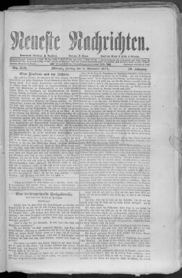 Neueste Nachrichten (Münchner neueste Nachrichten) Freitag 9. November 1877
