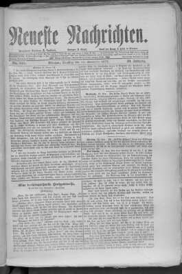 Neueste Nachrichten (Münchner neueste Nachrichten) Samstag 17. November 1877