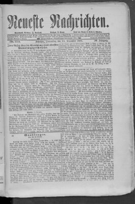 Neueste Nachrichten (Münchner neueste Nachrichten) Donnerstag 20. Dezember 1877