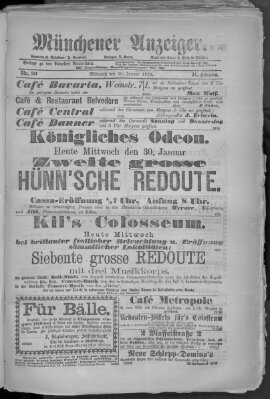 Münchener Anzeiger (Münchner neueste Nachrichten) Mittwoch 30. Januar 1878