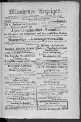 Münchener Anzeiger (Münchner neueste Nachrichten) Freitag 26. April 1878