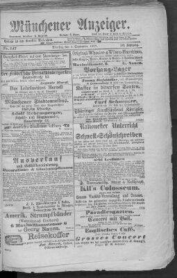 Münchener Anzeiger (Münchner neueste Nachrichten) Dienstag 4. September 1877