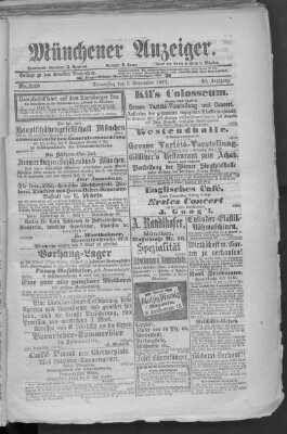 Münchener Anzeiger (Münchner neueste Nachrichten) Donnerstag 6. September 1877