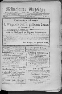 Münchener Anzeiger (Münchner neueste Nachrichten) Donnerstag 4. Oktober 1877
