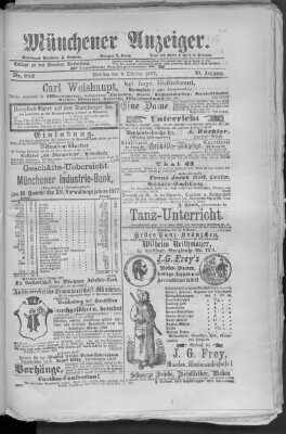 Münchener Anzeiger (Münchner neueste Nachrichten) Dienstag 9. Oktober 1877