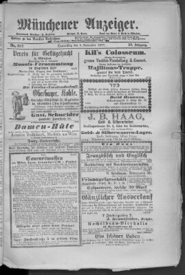 Münchener Anzeiger (Münchner neueste Nachrichten) Donnerstag 8. November 1877