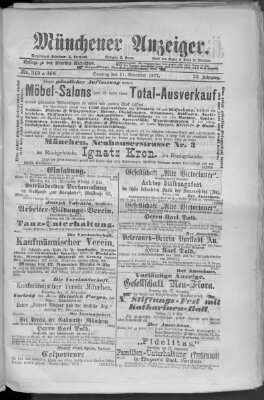 Münchener Anzeiger (Münchner neueste Nachrichten) Sonntag 11. November 1877