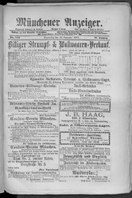 Münchener Anzeiger (Münchner neueste Nachrichten) Donnerstag 22. November 1877