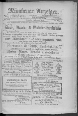 Münchener Anzeiger (Münchner neueste Nachrichten) Freitag 21. Dezember 1877