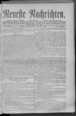 Neueste Nachrichten (Münchner neueste Nachrichten) Dienstag 2. November 1880